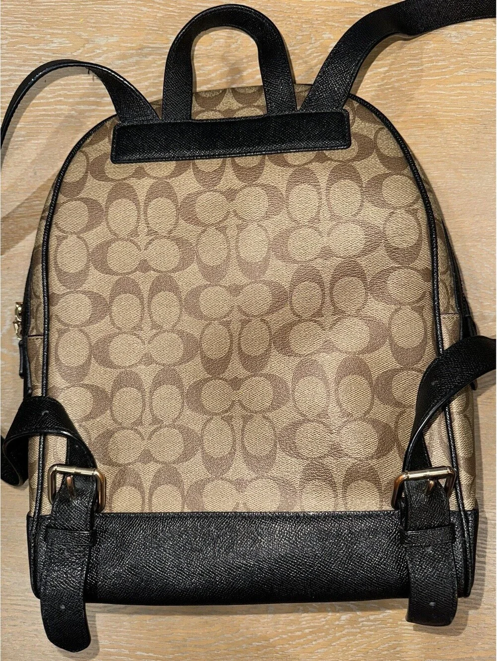 Coach Kenley Backpack in Signature Canvas Khaki / Black Gold Hardware C5679